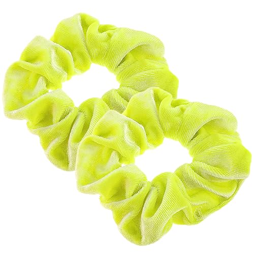 2 Stück Haargummi Scrunchie Samt Gelb Kratz Haargummis Velvet Großes Elastisches Band Kratz Pop Gelb Scrunchies Seide Set für Frauen Haarschmuck Neon Haargummis Gelb Mädchen Glitzer von Lusofie