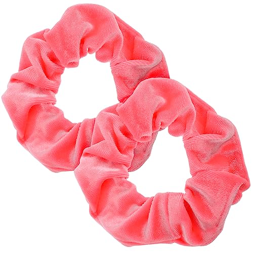 2 Stück Haargummi Scrunchie Samt Rosa Kratz Haargummis Velvet Großes Elastisches Band Kratz Pop Rosa Scrunchies Seide Set für Frauen Haarschmuck Neon Haargummis Pink mädchen Glitzer von Lusofie