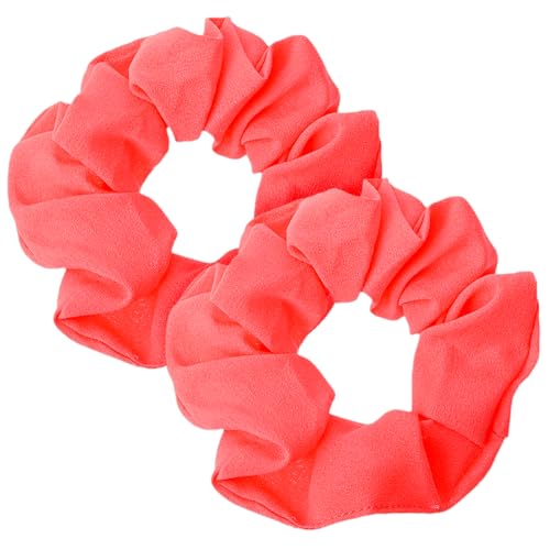 2 Stück Neon Haargummi Scrunchie Pop Fluoreszierende Koralle Scratch Einfarbiges Kratzgummiband Kratzkrawatten Haarschmuck Scrunchies Seide für Damen Satin Haargummis Mädchen Glitzer von Lusofie