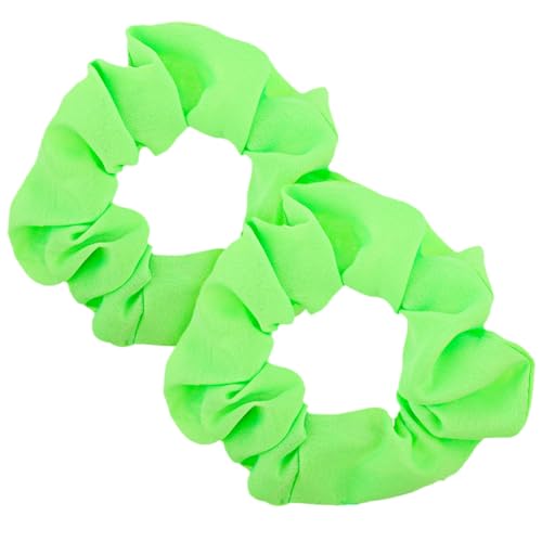 2 Stück Neon Haargummi Scrunchie Pop Leuchtendes Grün Scratch Einfarbiges Kratzgummiband Kratzkrawatten Haarschmuck Scrunchies Seide für Damen Satin Haargummis Mädchen Glitzer von Lusofie