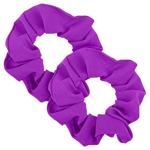 2 Stück Neon Haargummi Scrunchie Pop Lila Scratch Einfarbiges Kratzgummiband Kratzkrawatten Haarschmuck Scrunchies Seide für Damen Satin Haargummis Mädchen Glitzer Haargummi Mädchen Lila von Lusofie