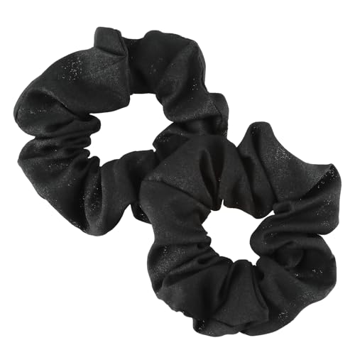 2 Stück Neon Haargummi Scrunchie Pop Schwarz Scratch Einfarbiges Kratzgummiband Kratzkrawatten Haarschmuck Scrunchies Seide für Damen Satin Scrunchies Haargummis Schwarz Mädchen Glitzer von Lusofie