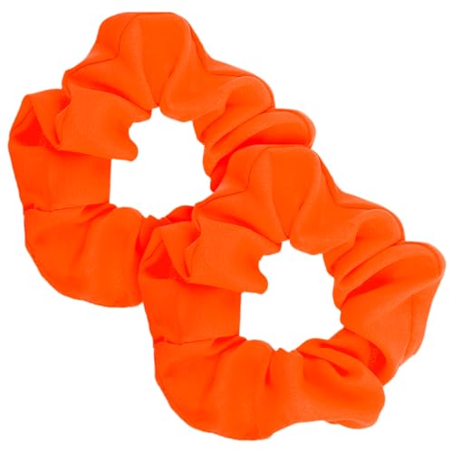2 Stück Neon Haargummi Scrunchie Pop fluoreszierendes Orange Scratch Einfarbiges Kratzgummiband Kratzkrawatten Haarschmuck Scrunchies Seide für Damen Satin Haargummis Mädchen Glitzer von Lusofie