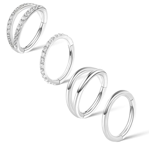 4 Stück Nasenring Silber Conch Septum Piercing Silber Nostril Piercing Ring Helix Piercings Chirurgenstahl Nasen Piercings Ringe Septum Nose Ring Conch Piercing für Damen Männer Sliber Farbe 8mm16g 4 Stück Nasenring Silber Conch Septum Piercing Silber Nostril Piercing Ring Helix Piercings Chirurgenstahl Nasen Piercings Ringe Septum Nose Ring Conch Piercing für Damen Männer Sliber Farbe 8mm16g von Lusofie