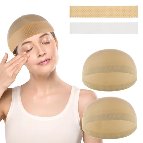 4 Stück Wig Cap Silikon Perückenband Perückenkappen Transparent Adjustable Silicone Wig Headband Grip Wasserdicht Perücke Netz Rutschfest Haarnetz für Perücken Band für Damen Perückenkappe von Lusofie