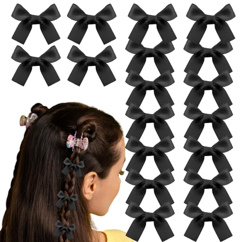 Haarschleife Klein 40 Stück Schleife Haar Mini Haarschleife Haarschmuck Krokodil Haarspangen mit Schleife für Damen Mädchen Kinder Niedliche Schleifen Haar Clips Schwarz von Lusofie