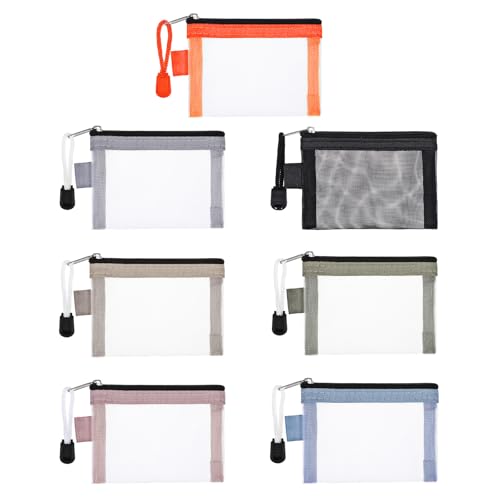 7 Stück Mini-Netzbeutel mit Reißverschluss 11 × 7,5 cm kleine Mesh Reißverschluss Beutel Netztasche mini Netz Kosmetiktasche Nylon tragbare Reise mini geldbörse für Lippenstift Kopfhörer von Lusofie