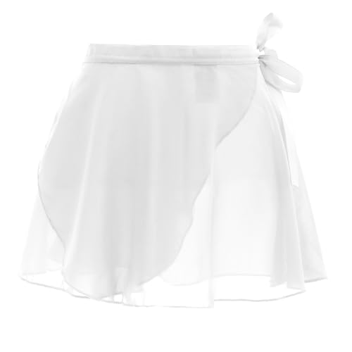 Ballettrock Weiß Wickelrock Tanzrock Mädchen Schnür Ballett Wickelrock Fließender Chiffon Tutu Rock für Kleinkinder Teenager Mädchen Ballett Rock Gymnastik Damen von Lusofie