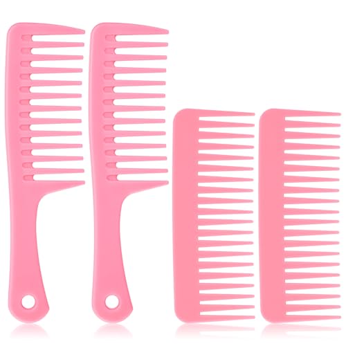 4 Stück Kamm für Locken Rosa Großer Kamms Grobzinkig Kunststoff Verdickter Damen Haarkamm 2 Stile Styling Kamm für Herren Frauen Lockiges Dickes Haar Finishing von Lusofie
