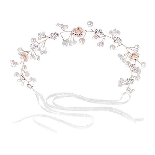 Haarreifen Mädchen Blumenmädchen Haarband Weiß Haarreif Kopfbedeckung Prinzessin Blume Perle Krone Kristall Braut Hochzeit Haarschmuck Blumenmädchen Blumenkranz Haare Damen von Lusofie