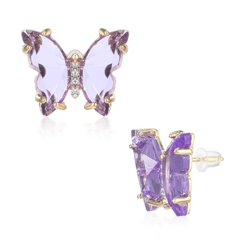 Kristall Schmetterling Ohrstecker Schmuck Lila Ohrstecker Cz Gold Durchbohrt Schmetterling Ohrringe Acryl Ohrringe Schmuck für Frauen Mädchen von Lusofie