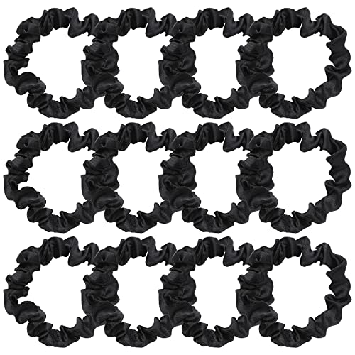 Lusofie 12 Stück Seide Haargummis Schwarz Elastische Haargummi Scrunchie Kleine Haarschmuck Haarbänder Damen Seide Mädchen Pferdeschwanz Haare Ringe (2,36 Zoll) von Lusofie