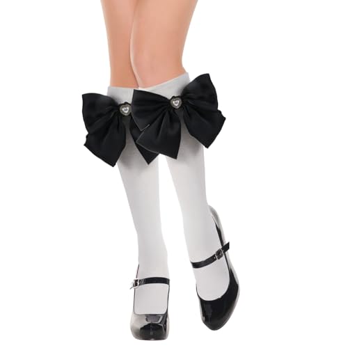Lusofie 2 Paar Schleife Strümpfe Damen Kniestrümpfe mit Schleife Lolita-Socken Frauen Kniestrümpfe Lange Overknee Strümpfe für Mädchen und Damen für Halloween Karneval Cosplay Party von Lusofie