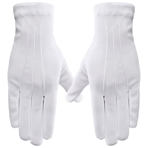 Lusofie 2 Paar Uniform Handschuhe Herren Weiße Handschuhe mit Schnalle Formelle Smoking Zeremonienhandschuhe Parade Outfits Polizei Ehrengarde Parade Outfits von Lusofie