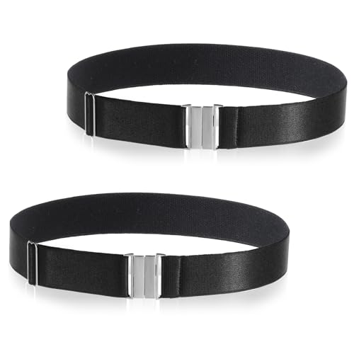 Lusofie 2 Stück Strumpfband Schwarz Strumpfhalter Damen Verstellbarer Beinring Mit Schnalle Für Oberschenkel Dehnbarer Übergrößen Gothic-Beingeschirr Für Rock Jazz Tanz Hohe Socken (Schwarz) von Lusofie