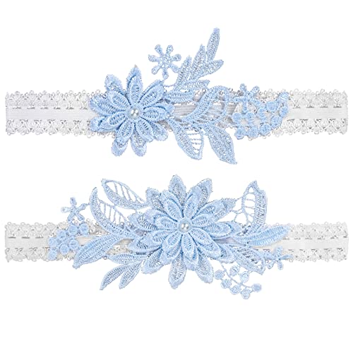 Lusofie 2 Stücke Strumpfband Braut Blau Hochzeit Spitze Blumen Blaues Strumpfband Hochzeit Braut Brautjungfern Hochzeitsaccessoires von Lusofie