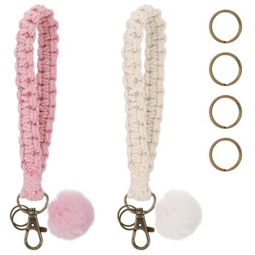 Lusofie 2er-Set Gewebte Schlüsselanhänger Stoff Mit Fellbommel Boho Geflochtener Schlüssel Bänder Süße Auto Schlüsselanhänger Armband Makramee Schlüsselband Kurz Für Damen Mädchen Geldbörse Ausweise Lusofie 2er-Set Gewebte Schlüsselanhänger Stoff Mit Fellbommel Boho Geflochtener Schlüssel Bänder Süße Auto Schlüsselanhänger Armband Makramee Schlüsselband Kurz Für Damen Mädchen Geldbörse Ausweise von Lusofie