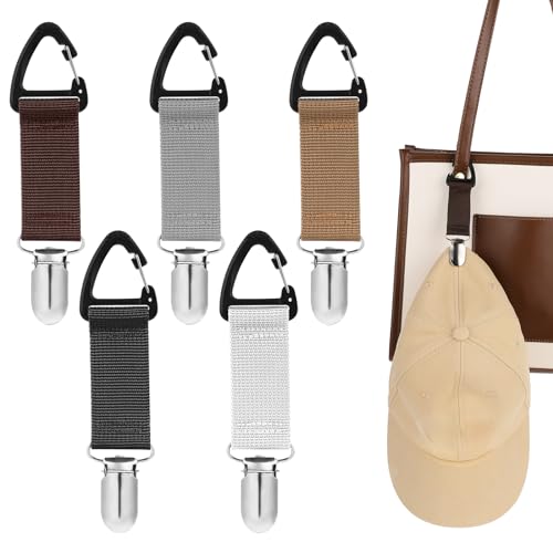 Lusofie 5 Stück Hut Clip für Reisen Elastische Huthalter Clip Tragbare Hutklammern Firma Freihändiges Hutklammer Multifunktionale Hutspanner für Outdoor Handtasche Reisetasche Rucksack von Lusofie