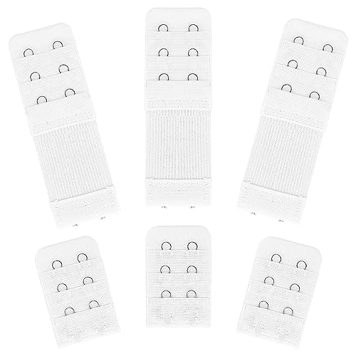 Lusofie 6 Stück BH Verlängerung 2 Haken 3 Reihen BH Träger Verlängerung Weich und Bequem Elastische BH Verschluss Verlängerung für Damen Bra Extende (Weiß) von Lusofie