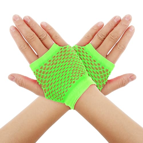 Lusofie Fingerlose Netzhandschuhe Neon Grün für Damen 80er 90er Jahre Fishnet Modische Fischnetz Handschuhe für Halloween Cosplay Zubehör Netzhandschuhe Stulpen Grün Neon Party Accessoires Lusofie Fingerlose Netzhandschuhe Neon Grün für Damen 80er 90er Jahre Fishnet Modische Fischnetz Handschuhe für Halloween Cosplay Zubehör Netzhandschuhe Stulpen Grün Neon Party Accessoires von Lusofie