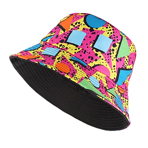 Lusofie Fischerhut Sommer Strand Hut Doppelseitiger Druck Bucket Hat Damen Sonnenhut Herren Party Outfit Damen Anglerhut Fischermütze Lstige Hüte 1950er 80er Jahre Outfit Neon Party Wear Accessoires von Lusofie