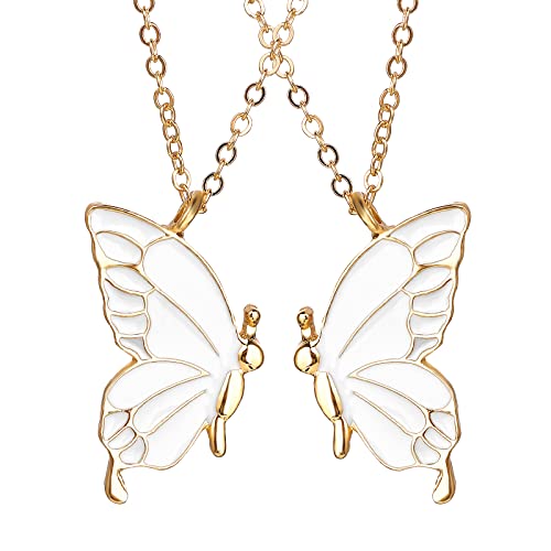 Lusofie 2 Stück Schmetterling Freundschaftskette Bff Halskette für 2 Damen Mädchen Anhänger Halskette Schmuck für Geburtstag Weihnachtsfeier von Lusofie