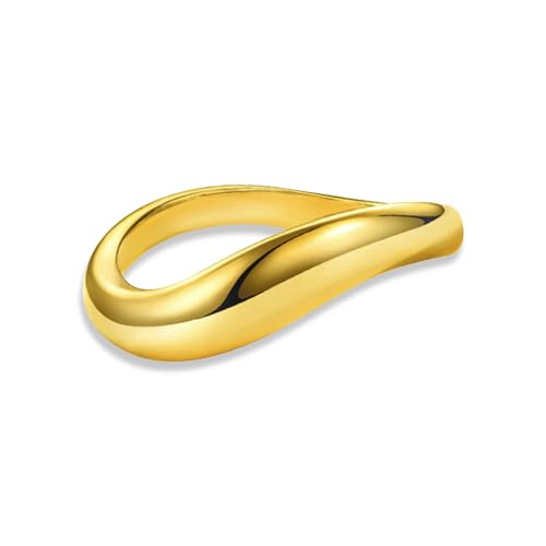 Lusofie Gold Ring 18k Damen Unregelmäßige Wellenringe Gold Stapelringe Gedrehtes Seil Eternity Ring Damen Mädchen Dekorativer Schmuck Nummer 7 von Lusofie