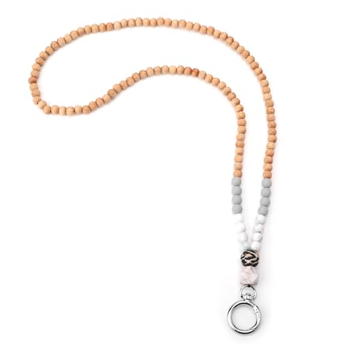 Lusofie Holzperlen Handykette Universal Schlüsselband Kette Silicone Necklace zum Umhängen Handy Kette Chain Perlenkette mit Abnehmbare Umhängeband zum Umhängen für Frauen Mädchen von Lusofie