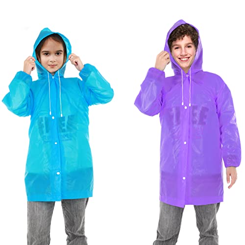 Lusofie Regencape Kinder 2 Stücke Regenponcho Kinder Verdickter Wiederverwendbarer Regenmantel Regenponcho Jacke Jungen und Mädchen von Lusofie