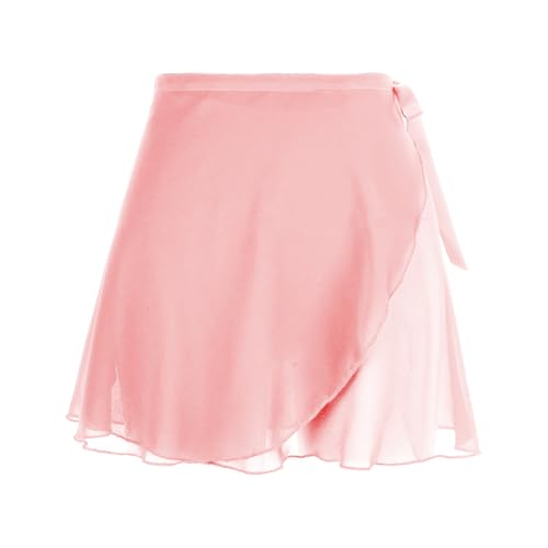Ballett Wickelrock Damen Wickelrock Tanz Rock aus Chiffon Mit Taille Ballettrock Schnür Gymnastik Ballettrock für Mädchen und Damen(Mist Pink) von Lusofie
