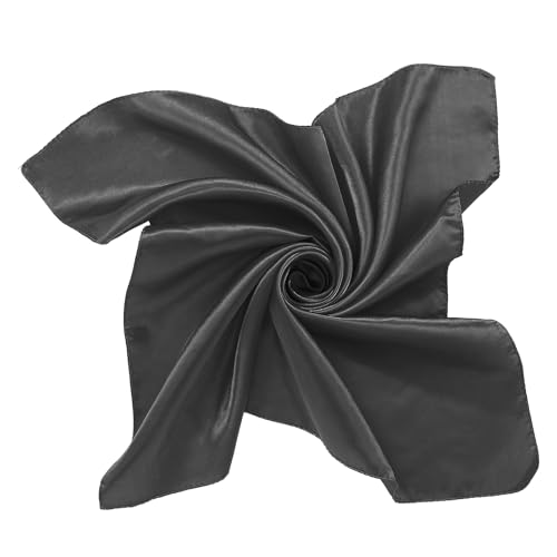 Lusofie Vintage Schal Chiffon Schal Quadratischer Halstuch Taschentuch Halstücher Damen Vintage Bandschal Seidenschal für Damen und Mädchen 60 × 60 cm (Schwarz) von Lusofie