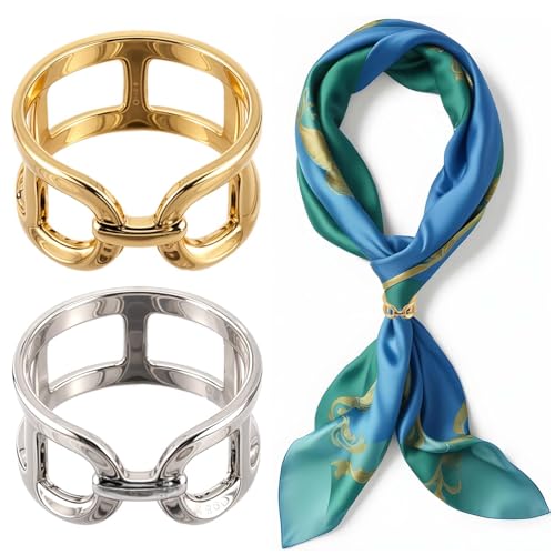 Schalring Clip 6 Stück Legierung Schalclip Broschen Schal Verschluss Ringe Damen Breites Band Dicke Runde Metallringclips Tuchring FüR Schals Hemden TüCher Und Röcke (Gold Silber Roségold) von Lusofie