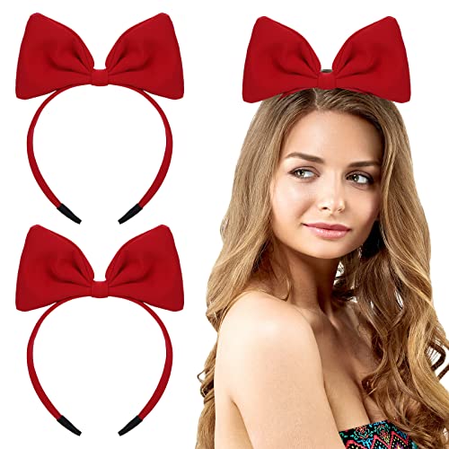 Schleifen Stirnbänder Mädchen Haarreifen Damen Rot Schleife Groß Haare Stirnband Party Haarband Schleife Cosplay Haarschmuck Haarreif Mädchen Weihnachten von Lusofie