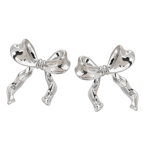 Schleifen Ohrringe für Frauen S925 Silber Bow Earrings Retro Silber Schleifenohrringe Ohrstecker für Damen und Mädchen Party Schmuck von Lusofie