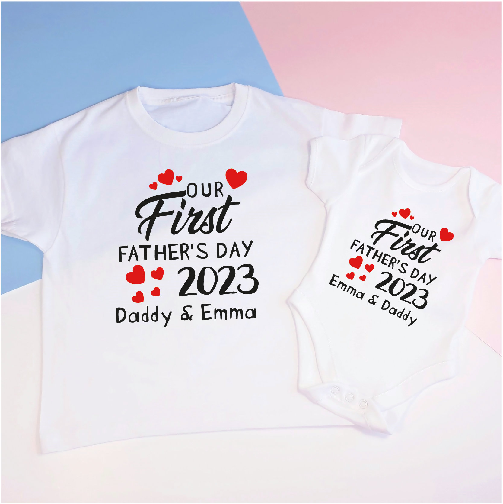 Personalisierte Unser Erster Vatertag 2023 Papa Und Baby Passendes T-Shirt Weste Set, 1. Outfit, Mal Geschenk von LussWonderland