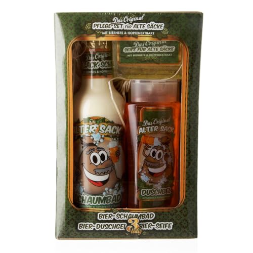 Lustapotheke® 3-teiliges Geschenkset für Männer - Bier Spa - für Alte Säcke - Schaumbad, Duschgel, Handseife von Lustapotheke