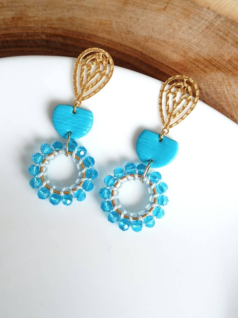 Türkisfarbene Ohrringe, Ohrringe Türkis, Petrol, Sommer Statement Polymerclay Fimo von LustaufMeer