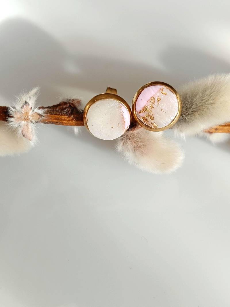 Polymerclay Ohrringe, Ohrstecker Rosa, Ohrstecker, Ohrringe Pastell, Leichte Fimo Glitzer von LustaufMeer