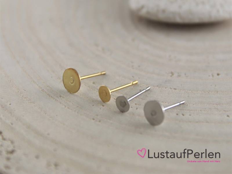 4x Edelstahl Ohrstecker Rohlinge Mit Platte 4Mm Oder 6 Mm Farbauswahl 4x Edelstahl Ohrstecker Rohlinge Mit Platte 4Mm Oder 6 Mm Farbauswahl von LustaufPerlen