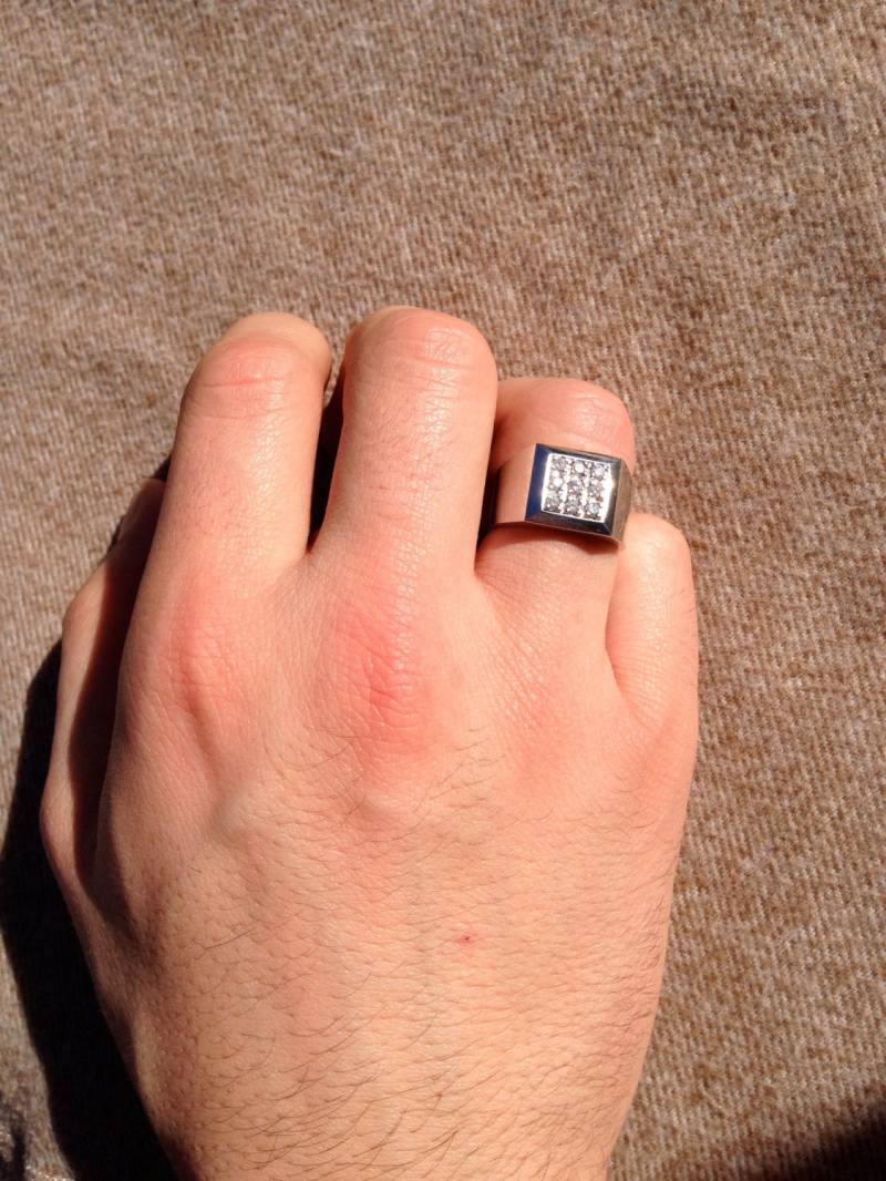 14K Weißgold Herren Diamant Ring Stil #m4034 von LusterLaValliere