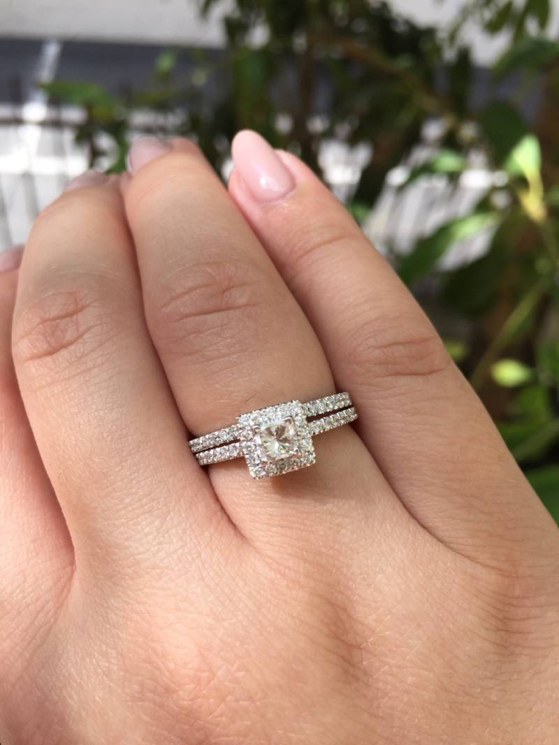 Hochzeits-Set - 14K White Gold Verlobungsring Und Ehering Mit Diamanten Stil # L4928 von LusterLaValliere