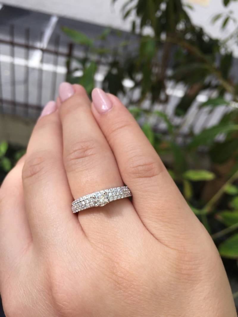 Hochzeits-Set - 14K White Gold Verlobungsring Und Ehering Mit Diamanten Stil # L4944 von LusterLaValliere