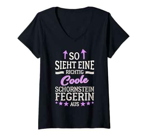 Damen So Sieht eine Coole Schornsteinfegerin aus Kaminfegerin T-Shirt mit V-Ausschnitt Damen So Sieht eine Coole Schornsteinfegerin aus Kaminfegerin T-Shirt mit V-Ausschnitt von Lustig Beruf Kaminkehrer Schornsteinfeger Sprüche
