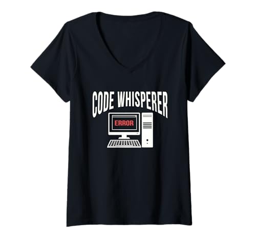 Damen Code Whisperer Programmierer Software Computer Lustig T-Shirt mit V-Ausschnitt von Lustig Computer Nerd Softwareentwickler Informatik