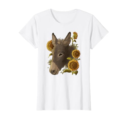 Niedlicher Eselkopf Eselgesicht Sonnenblume - Damen Kinder T-Shirt Niedlicher Eselkopf Eselgesicht Sonnenblume - Damen Kinder T-Shirt von Lustig Esel Mautier Tier Blumen Kostüm Geschenk
