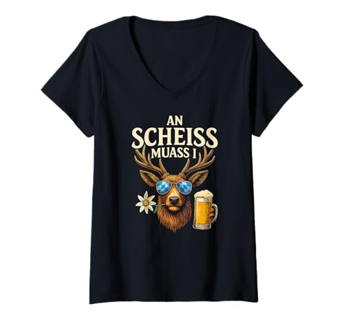 Damen Trachten Trachtenshirt bayrisch lustig Lederhose Ersatz Mann T-Shirt mit V-Ausschnitt Damen Trachten Trachtenshirt bayrisch lustig Lederhose Ersatz Mann T-Shirt mit V-Ausschnitt von Lustig Hirsch Trachtenhemd bayrisches Volksfest