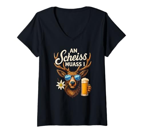 Damen Trachten Trachtenshirt bayrisch lustig Lederhose Ersatz Mann T-Shirt mit V-Ausschnitt Damen Trachten Trachtenshirt bayrisch lustig Lederhose Ersatz Mann T-Shirt mit V-Ausschnitt von Lustig Hirsch Trachtenhemd bayrisches Volksfest