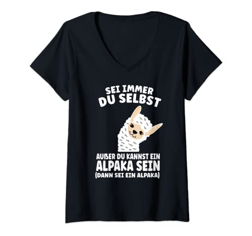 Damen Sei immer du selbst außer du kannst ein Alpaka sein T-Shirt mit V-Ausschnitt Damen Sei immer du selbst außer du kannst ein Alpaka sein T-Shirt mit V-Ausschnitt von Lustig Hoch 5 Dorfkinder Dorfmädl Traktor