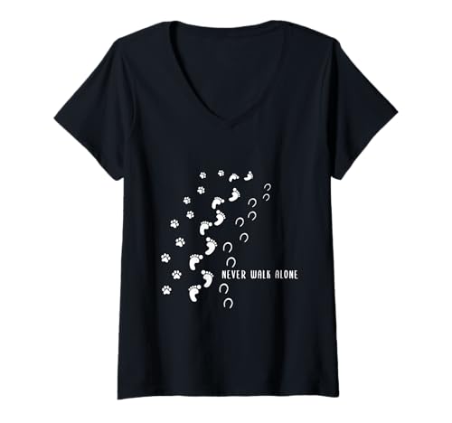 Damen Hund Pferd Reiter - Never Walk Alone Hund Pferd Reiten T-Shirt mit V-Ausschnitt Damen Hund Pferd Reiter - Never Walk Alone Hund Pferd Reiten T-Shirt mit V-Ausschnitt von Lustig Hunde Pferdebesitzer Sprüche Geschenke