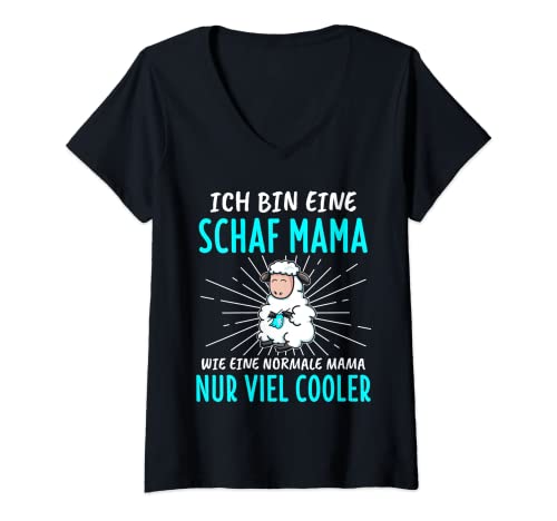 Damen Schaf Schafe Schäfer Schafmotiv Geschenk T-Shirt mit V-Ausschnitt von Lustig Lamm Hirte Motiv